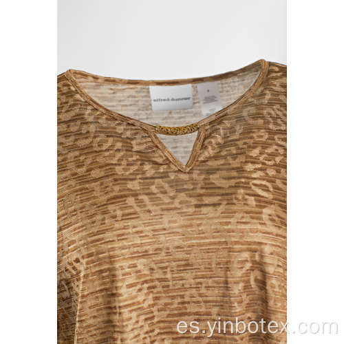 Jacquard en jersey de punto de leopardo con manga 3/4